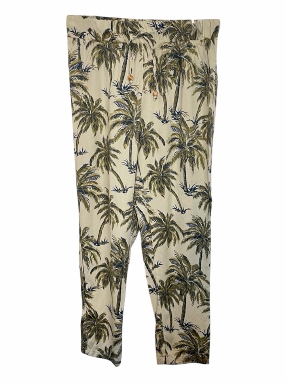 Soft Surroundings Tropical Palm Tree Summer Drawstring Tencel Pants Small